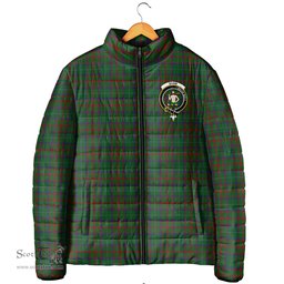 Scottish Shaw of Tordarroch Green Hunting Clan Crest Tartan Padded Jacket with Family Crest - Tartan Plaid Jacket ScotsTee Shop - Tartan Plaid - scotstee.com