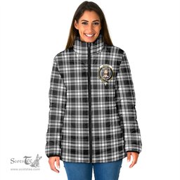 Scottish Menzies Black and White Clan Crest Tartan Padded Jacket with Family Crest - Tartan Plaid Jacket ScotsTee Shop - Tartan Plaid - scotstee.com