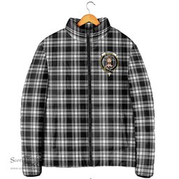 Scottish Menzies Black and White Clan Crest Tartan Padded Jacket with Family Crest - Tartan Plaid Jacket ScotsTee Shop - Tartan Plaid - scotstee.com