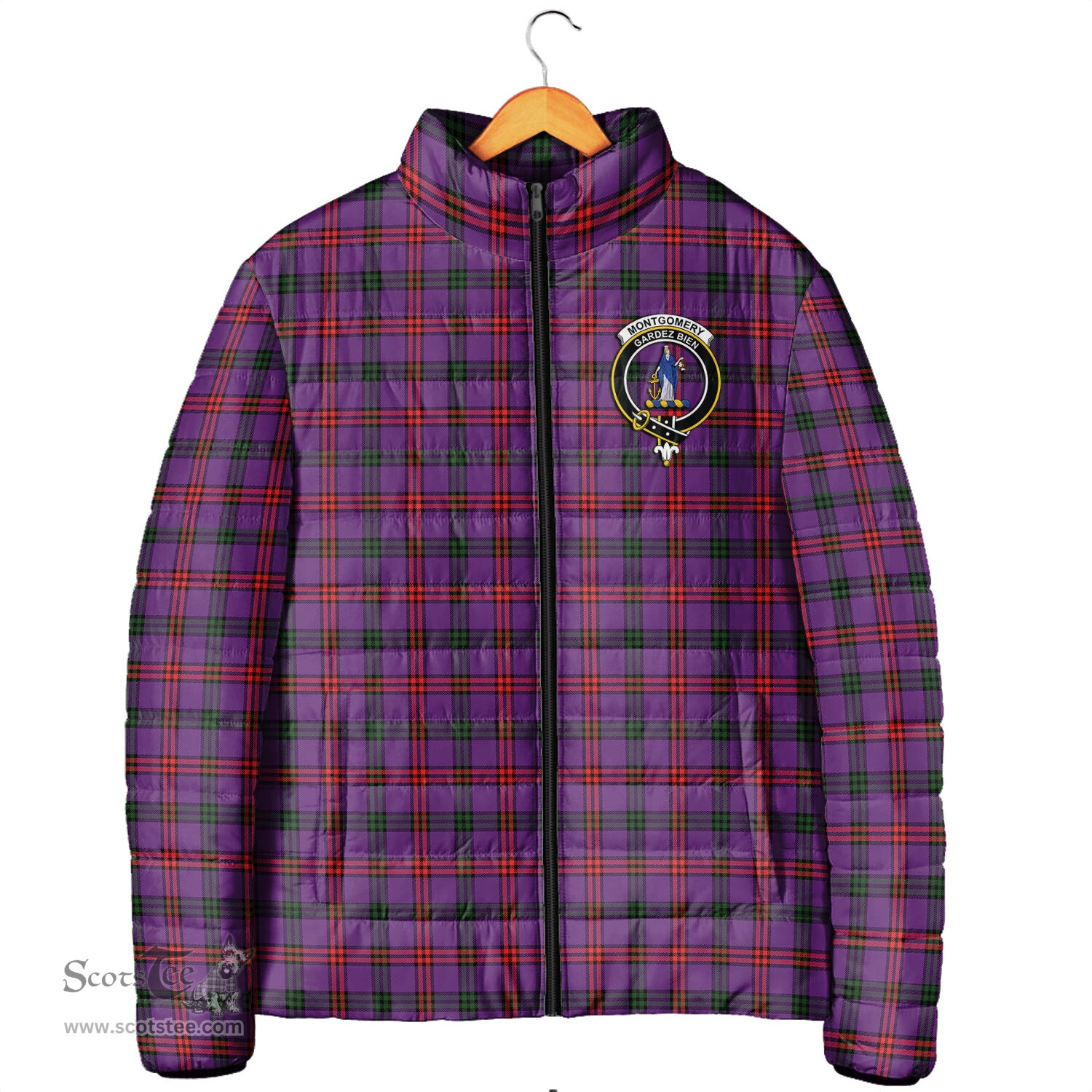 Scottish Montgomery Modern Clan Crest Tartan Padded Jacket with Family Crest - Tartan Plaid Jacket ScotsTee Shop - Tartan Plaid - scotstee.com