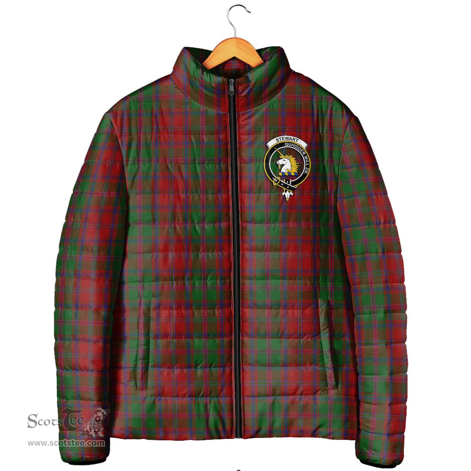 Scottish Stewart of Appin Clan Crest Tartan Padded Jacket with Family Crest - Tartan Plaid Jacket ScotsTee Shop - Tartan Plaid - scotstee.com