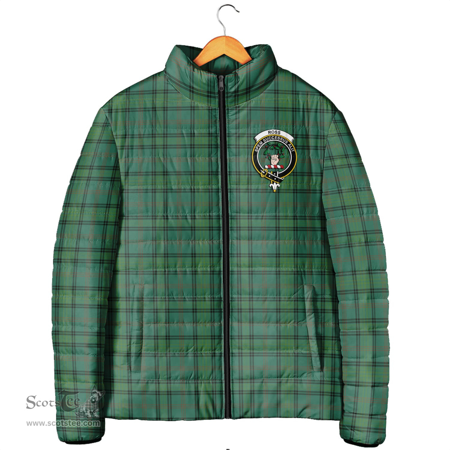 Scottish Ross Hunting Ancient Clan Crest Tartan Padded Jacket with Family Crest - Tartan Plaid Jacket ScotsTee Shop - Tartan Plaid - scotstee.com