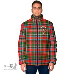Scottish Stewart Royal Clan Crest Tartan Padded Jacket with Family Crest - Tartan Plaid Jacket ScotsTee Shop - Tartan Plaid - scotstee.com