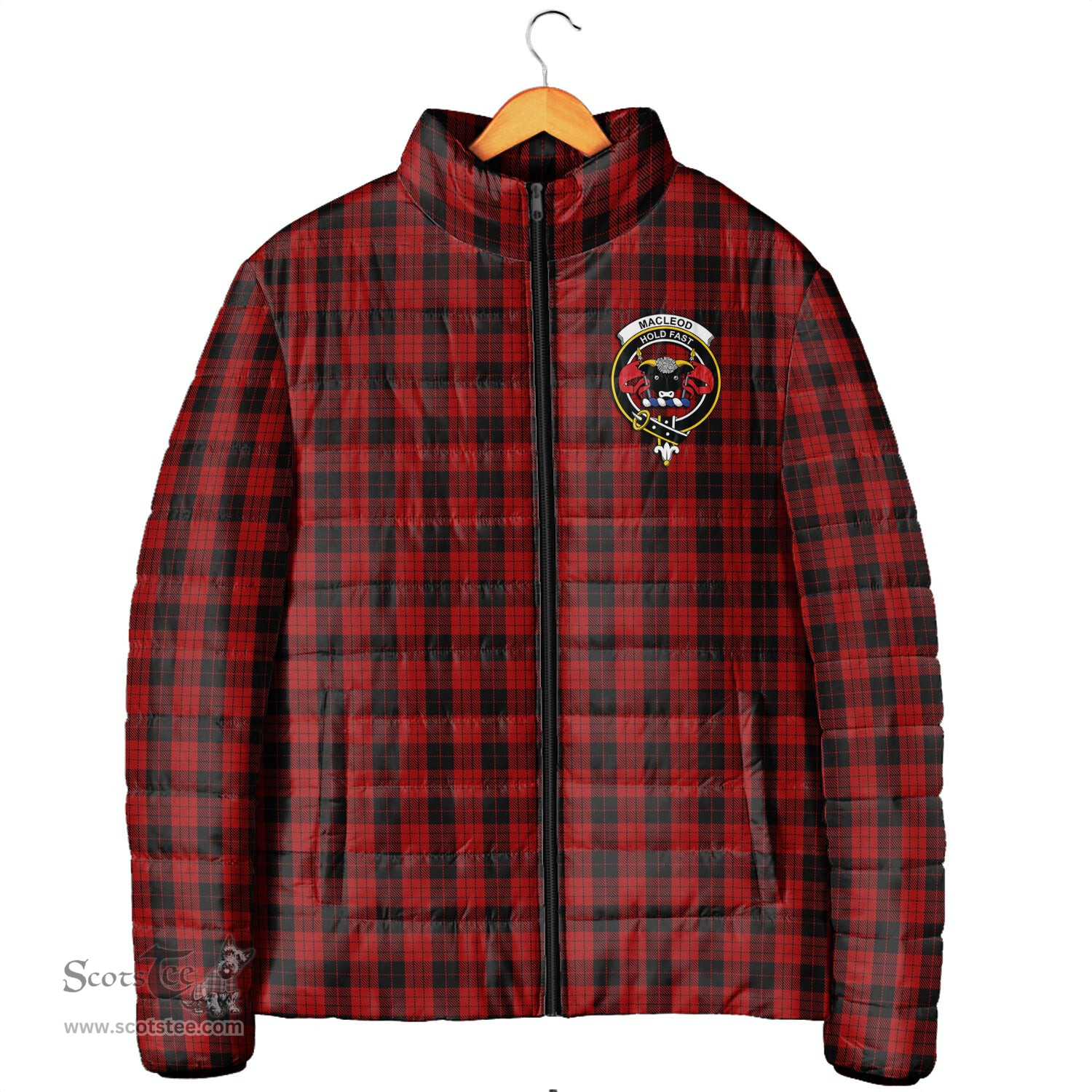 Scottish MacLeod Black and Red Clan Crest Tartan Padded Jacket with Family Crest - Tartan Plaid Jacket ScotsTee Shop - Tartan Plaid - scotstee.com
