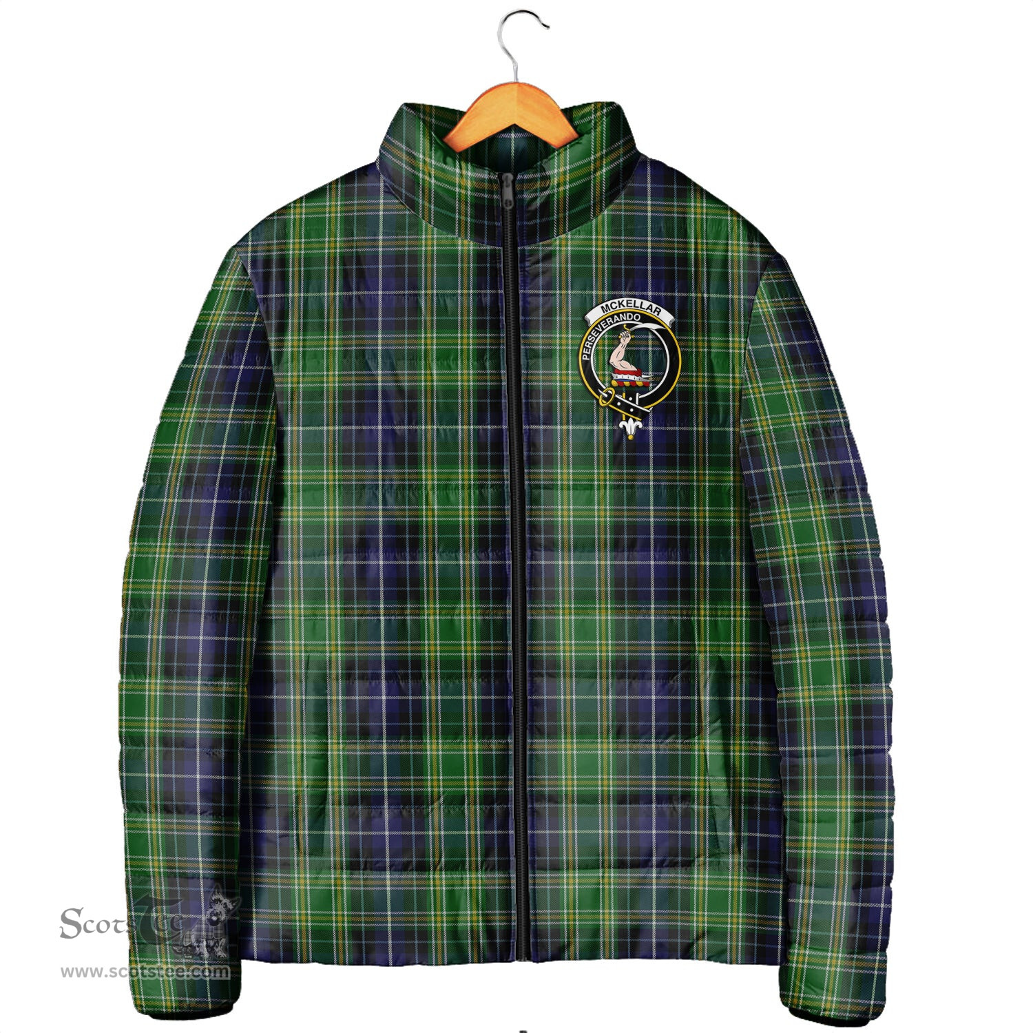 Scottish McKellar Clan Crest Tartan Padded Jacket with Family Crest - Tartan Plaid Jacket ScotsTee Shop - Tartan Plaid - scotstee.com