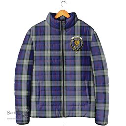 Scottish Sinclair Dress Clan Crest Tartan Padded Jacket with Family Crest - Tartan Plaid Jacket ScotsTee Shop - Tartan Plaid - scotstee.com