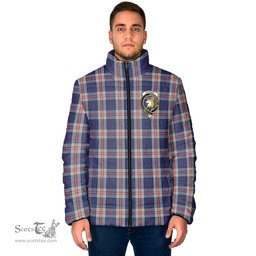 Scottish Stewart of Appin Hunting Dress Clan Crest Tartan Padded Jacket with Family Crest - Tartan Plaid Jacket ScotsTee Shop - Tartan Plaid - scotstee.com