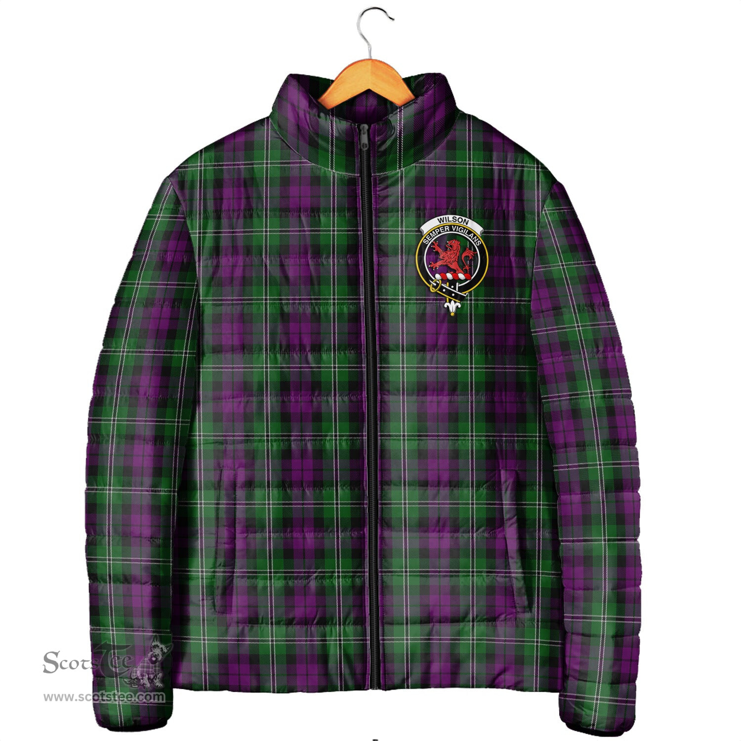 Scottish Wilson Clan Crest Tartan Padded Jacket with Family Crest - Tartan Plaid Jacket ScotsTee Shop - Tartan Plaid - scotstee.com