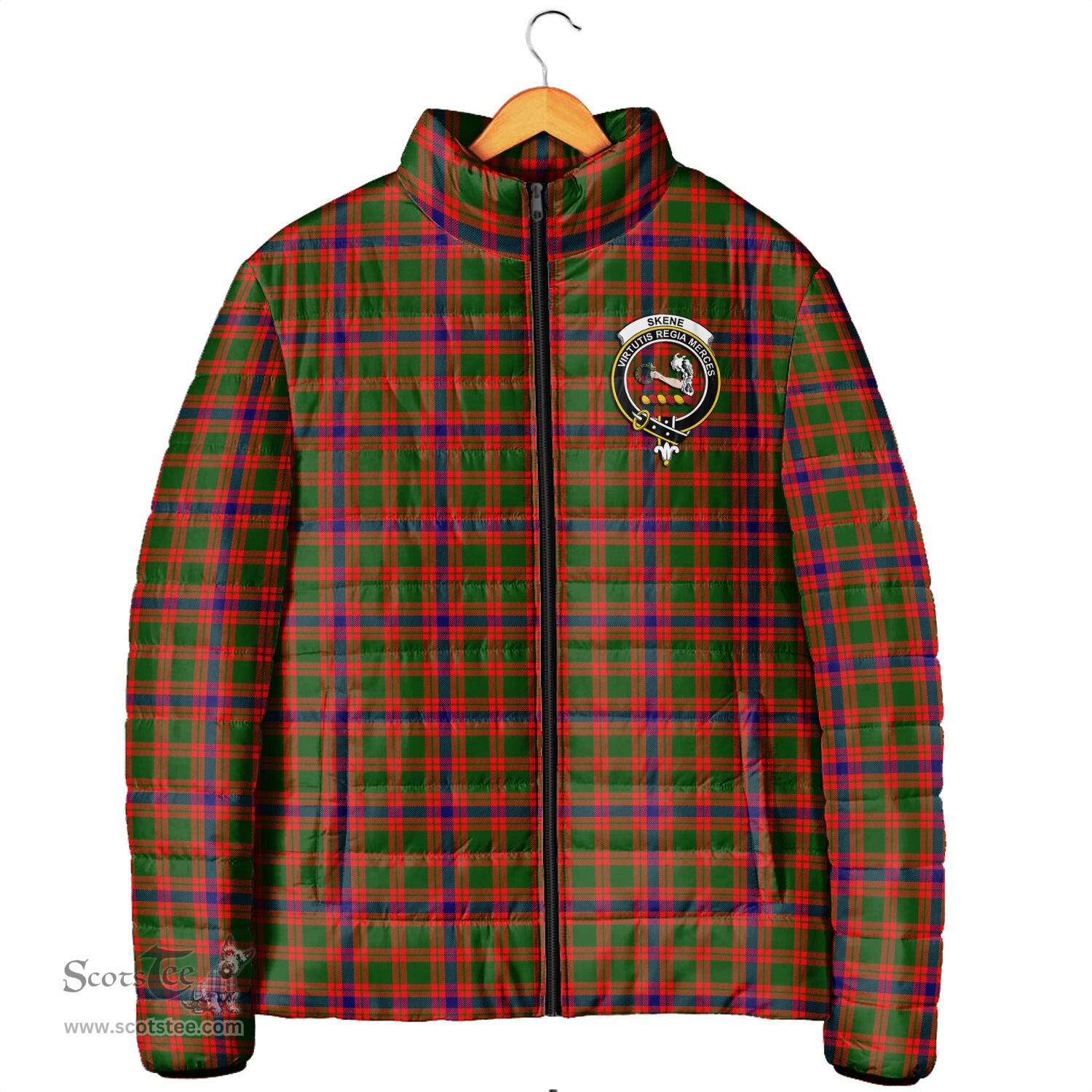 Scottish Skene Modern Clan Crest Tartan Padded Jacket with Family Crest - Tartan Plaid Jacket ScotsTee Shop - Tartan Plaid - scotstee.com