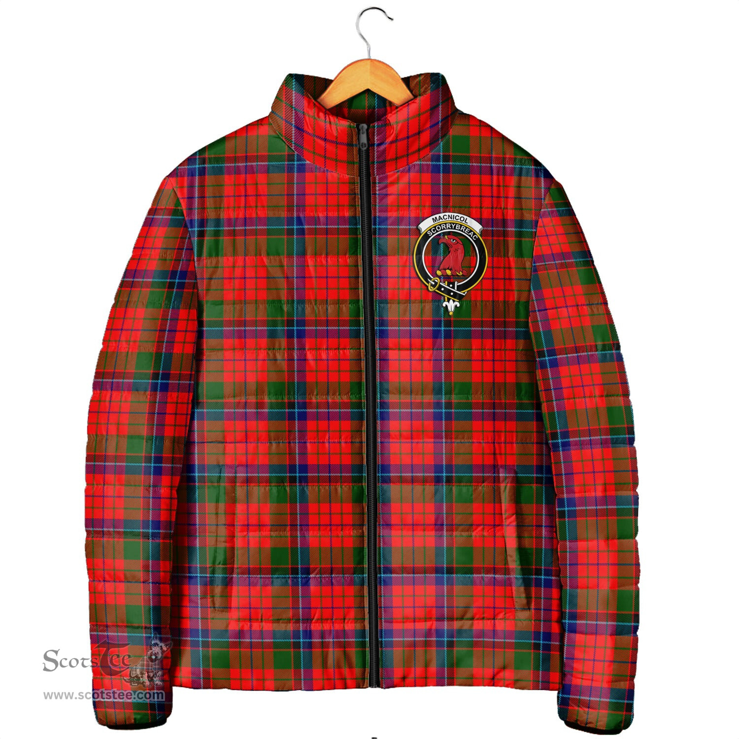 Scottish MacNicol of Scorrybreac Clan Crest Tartan Padded Jacket with Family Crest - Tartan Plaid Jacket ScotsTee Shop - Tartan Plaid - scotstee.com