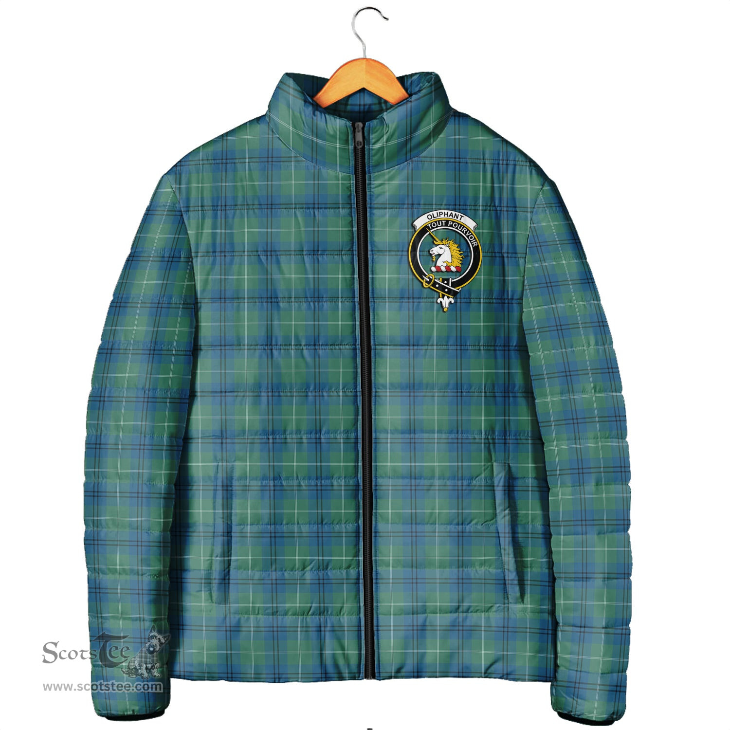 Scottish Oliphant Ancient Clan Crest Tartan Padded Jacket with Family Crest - Tartan Plaid Jacket ScotsTee Shop - Tartan Plaid - scotstee.com