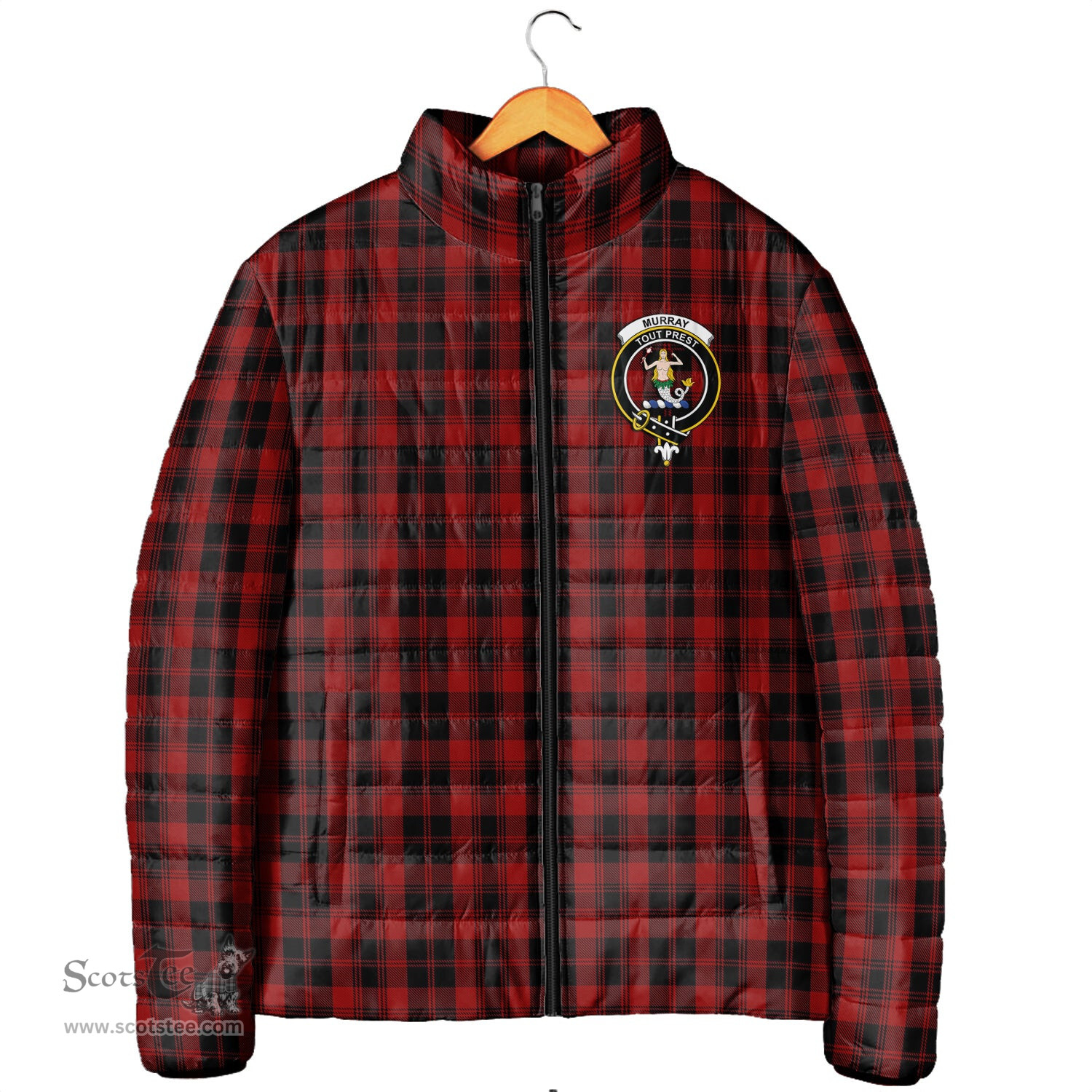 Scottish Murray of Ochtertyre Clan Crest Tartan Padded Jacket with Family Crest - Tartan Plaid Jacket ScotsTee Shop - Tartan Plaid - scotstee.com