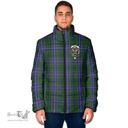 Scottish Wishart Hunting Clan Crest Tartan Padded Jacket with Family Crest - Tartan Plaid Jacket ScotsTee Shop - Tartan Plaid - scotstee.com
