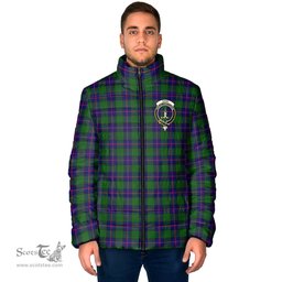 Scottish Shaw Modern Clan Crest Tartan Padded Jacket with Family Crest - Tartan Plaid Jacket ScotsTee Shop - Tartan Plaid - scotstee.com