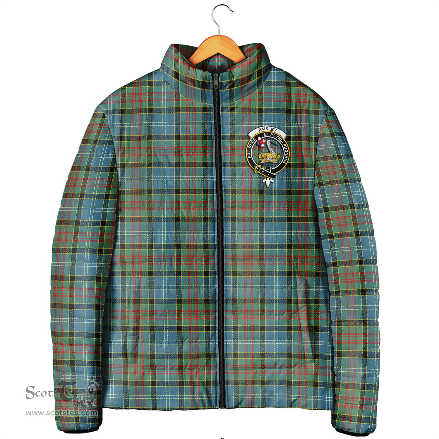 Scottish Paisley Clan Crest Tartan Padded Jacket with Family Crest - Tartan Plaid Jacket ScotsTee Shop - Tartan Plaid - scotstee.com