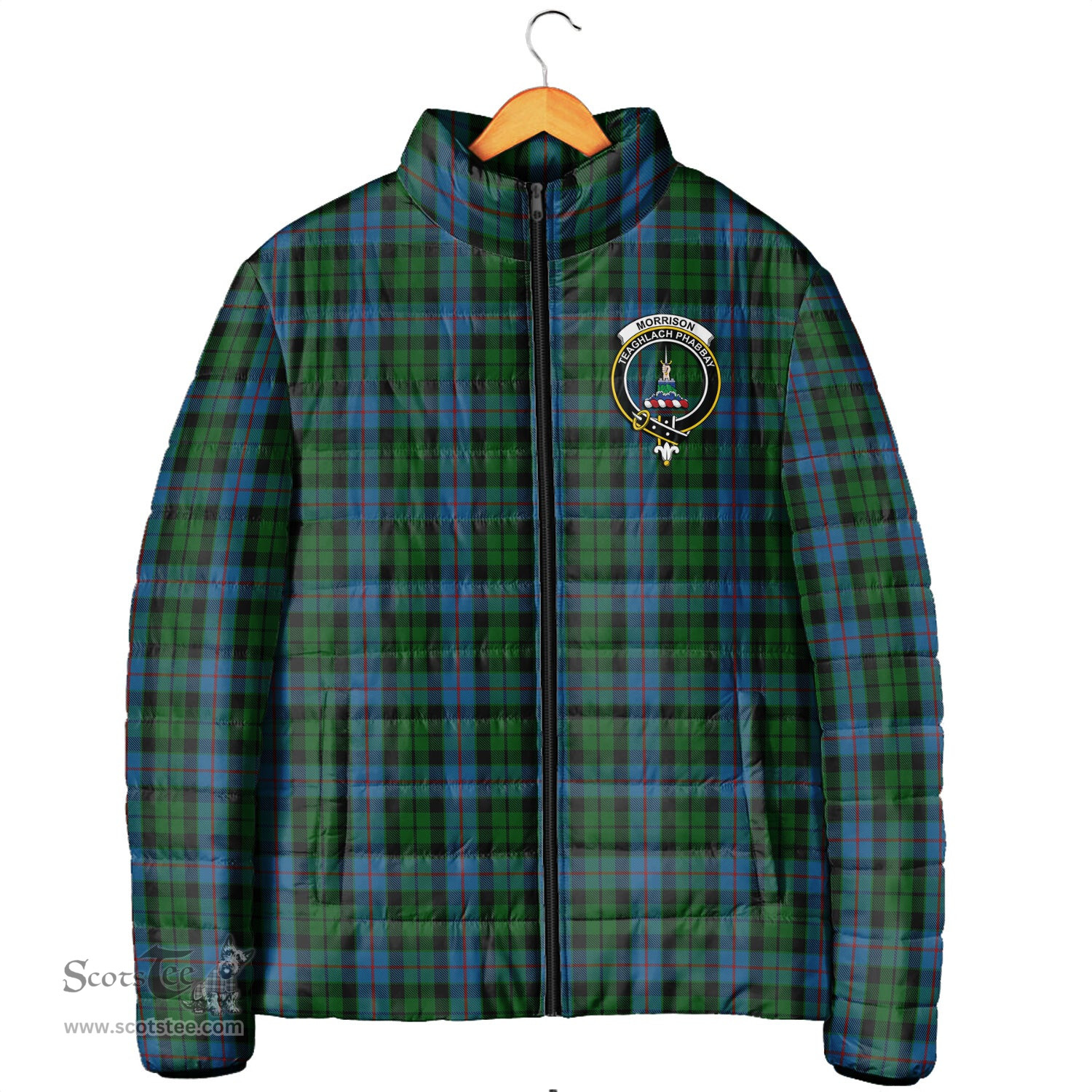 Scottish Morrison Society Clan Crest Tartan Padded Jacket with Family Crest - Tartan Plaid Jacket ScotsTee Shop - Tartan Plaid - scotstee.com