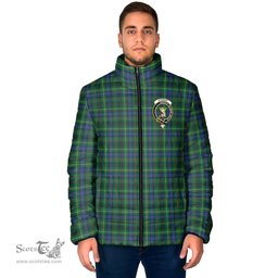 Scottish Stewart Hunting Modern Clan Crest Tartan Padded Jacket with Family Crest - Tartan Plaid Jacket ScotsTee Shop - Tartan Plaid - scotstee.com