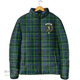 Scottish Stewart Hunting Modern Clan Crest Tartan Padded Jacket with Family Crest - Tartan Plaid Jacket ScotsTee Shop - Tartan Plaid - scotstee.com