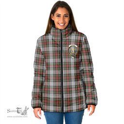 Scottish Stewart Dress Clan Crest Tartan Padded Jacket with Family Crest - Tartan Plaid Jacket ScotsTee Shop - Tartan Plaid - scotstee.com