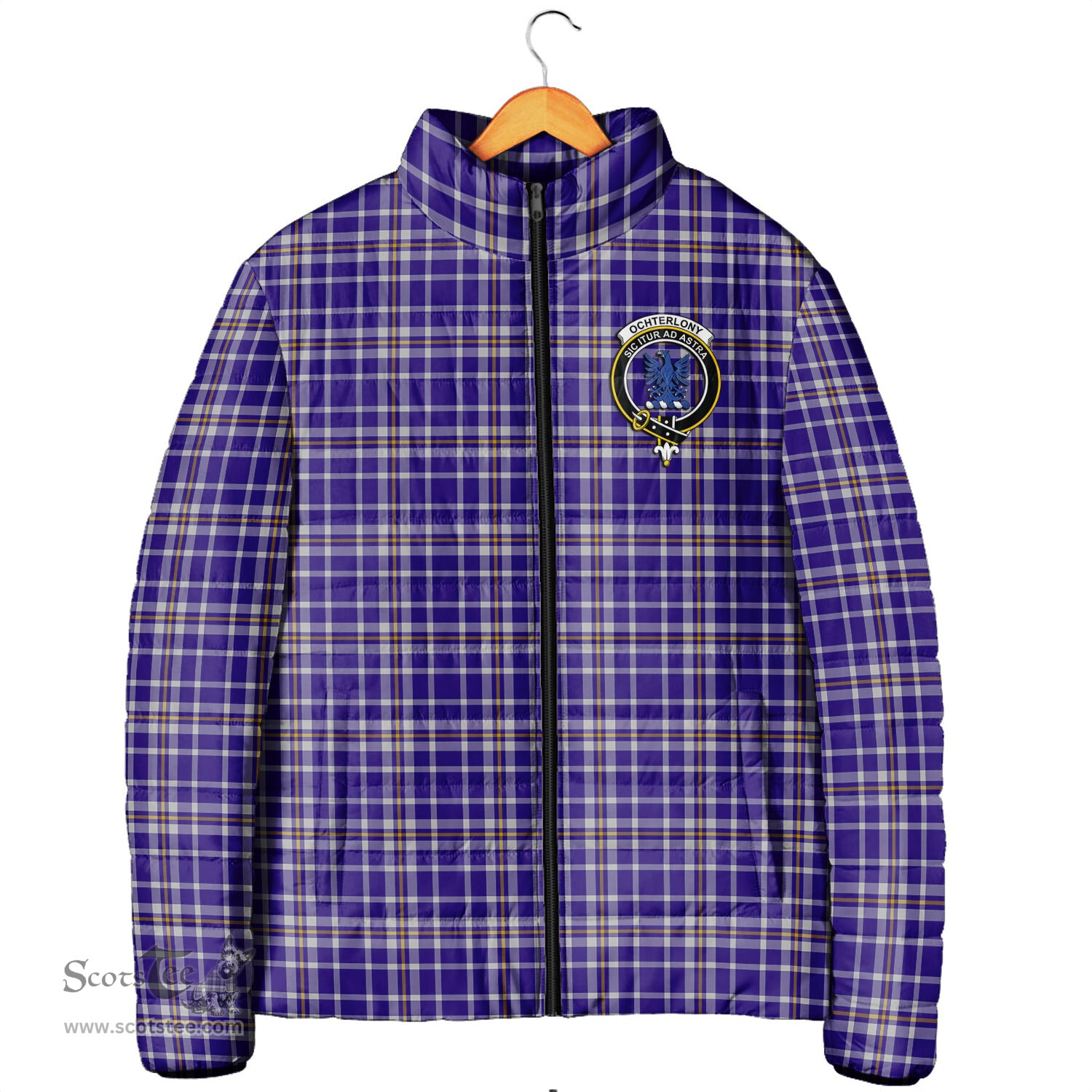 Scottish Ochterlony Clan Crest Tartan Padded Jacket with Family Crest - Tartan Plaid Jacket ScotsTee Shop - Tartan Plaid - scotstee.com