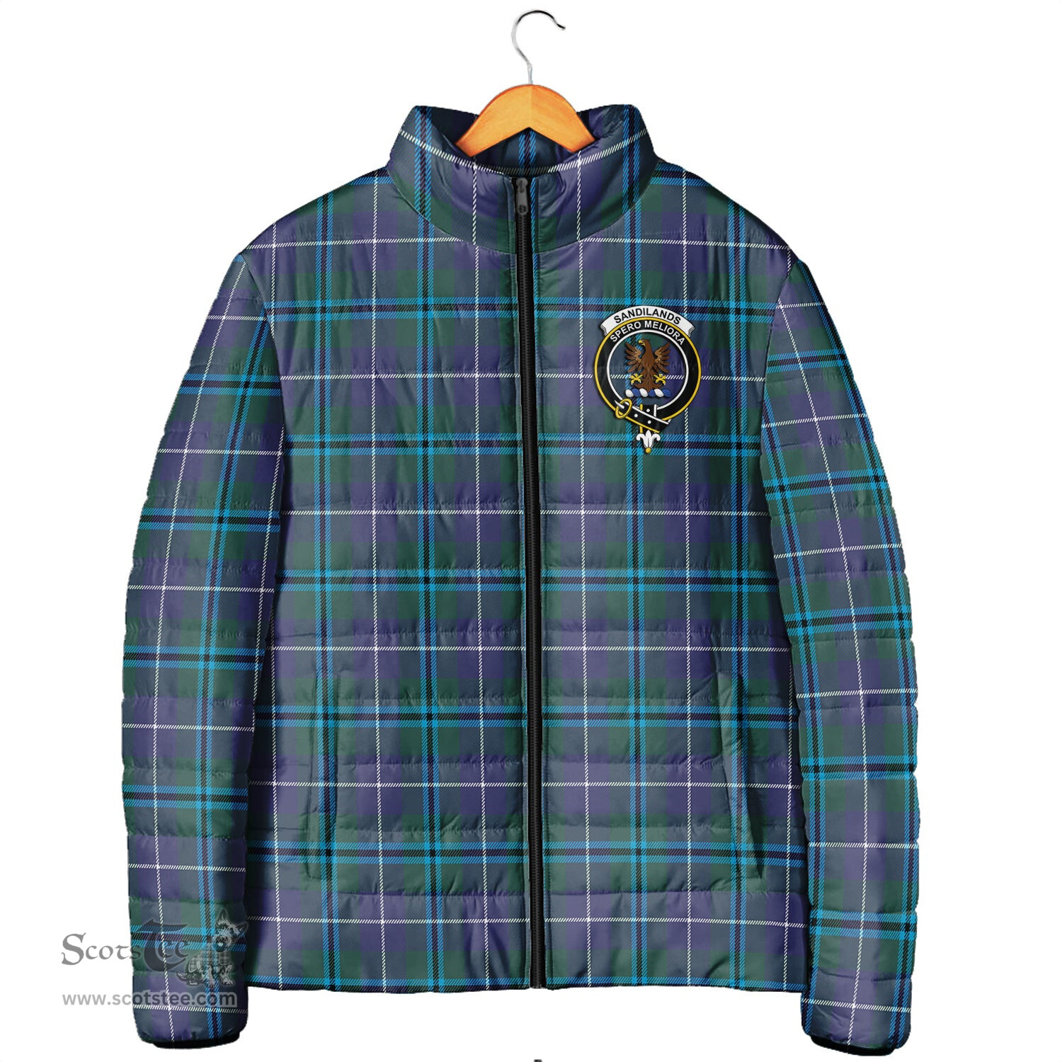 Scottish Sandilands Clan Crest Tartan Padded Jacket with Family Crest - Tartan Plaid Jacket ScotsTee Shop - Tartan Plaid - scotstee.com