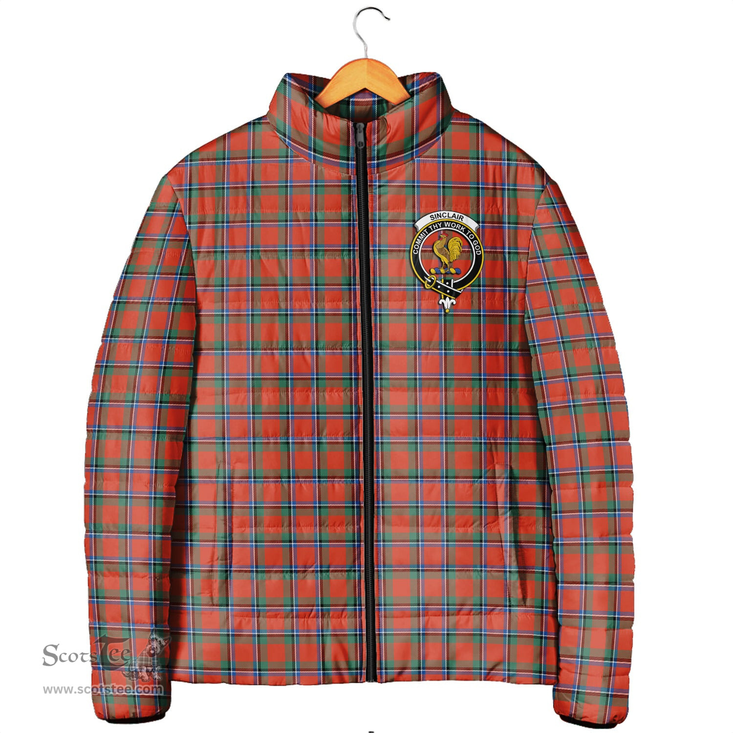 Scottish Sinclair Ancient Clan Crest Tartan Padded Jacket with Family Crest - Tartan Plaid Jacket ScotsTee Shop - Tartan Plaid - scotstee.com