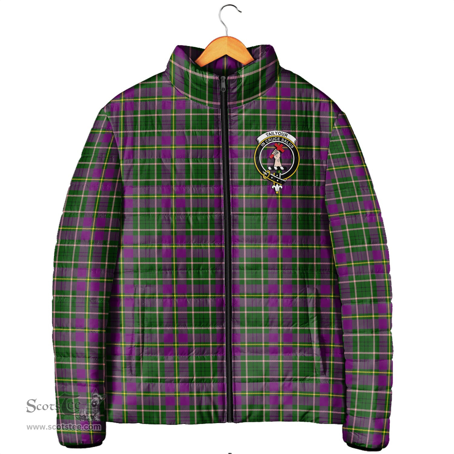 Scottish Taylor Clan Crest Tartan Padded Jacket with Family Crest - Tartan Plaid Jacket ScotsTee Shop - Tartan Plaid - scotstee.com