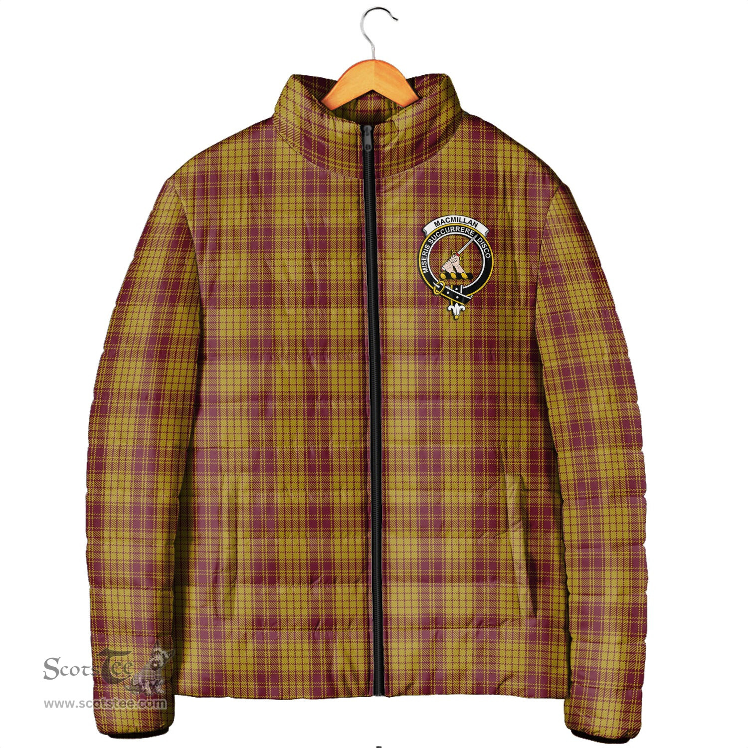 Scottish MacMillan Dress Clan Crest Tartan Padded Jacket with Family Crest - Tartan Plaid Jacket ScotsTee Shop - Tartan Plaid - scotstee.com