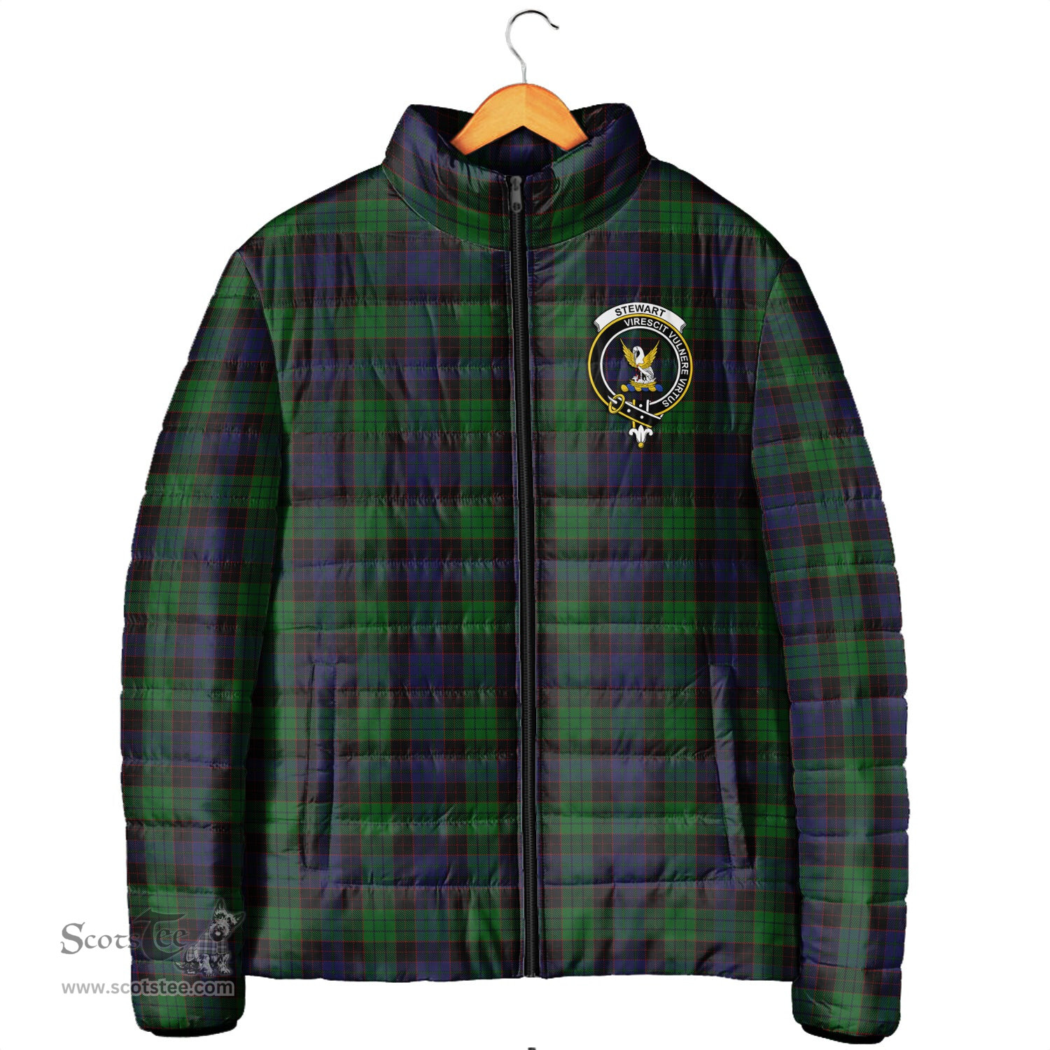 Scottish Stewart Old Clan Crest Tartan Padded Jacket with Family Crest - Tartan Plaid Jacket ScotsTee Shop - Tartan Plaid - scotstee.com