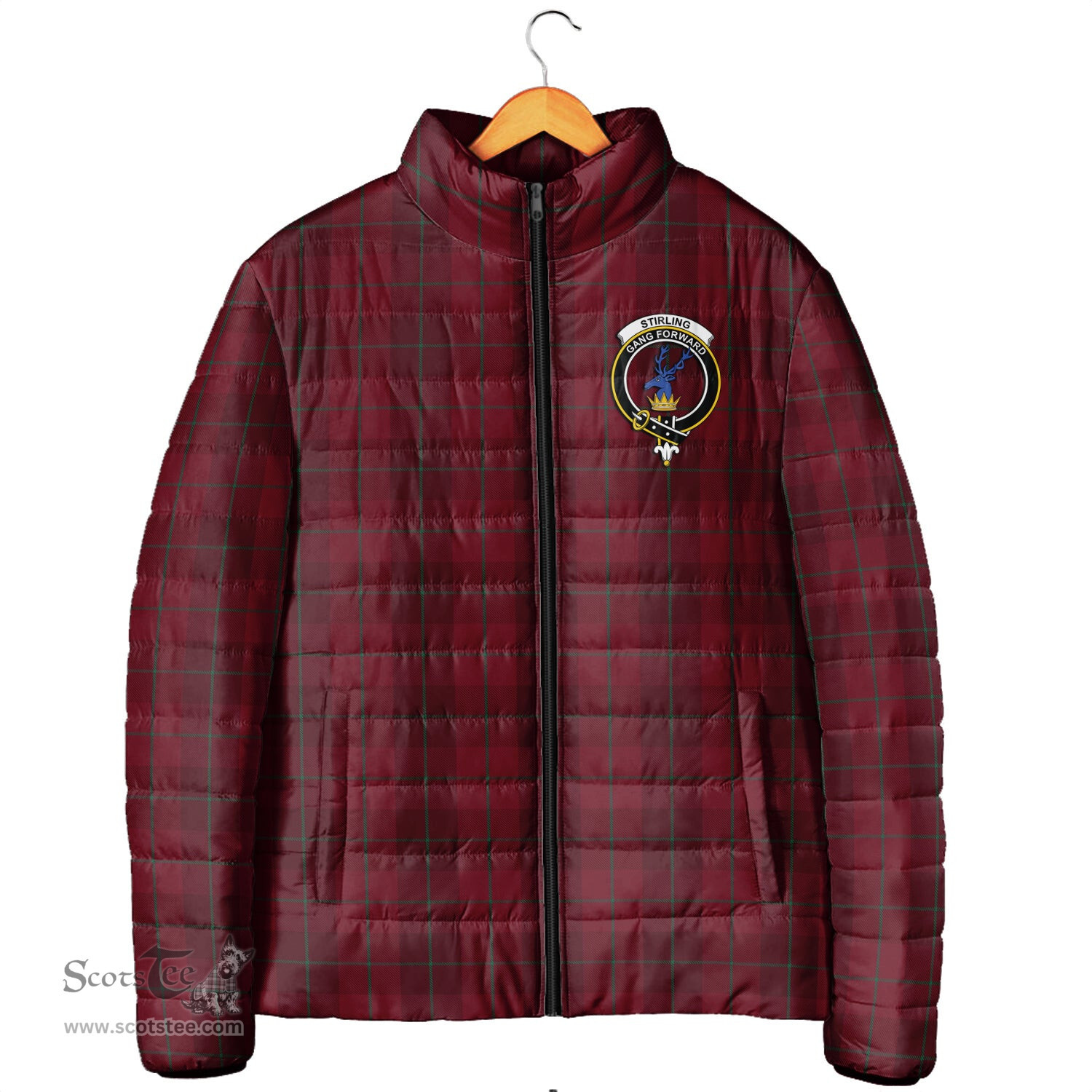 Scottish Stirling of Keir Clan Crest Tartan Padded Jacket with Family Crest - Tartan Plaid Jacket ScotsTee Shop - Tartan Plaid - scotstee.com