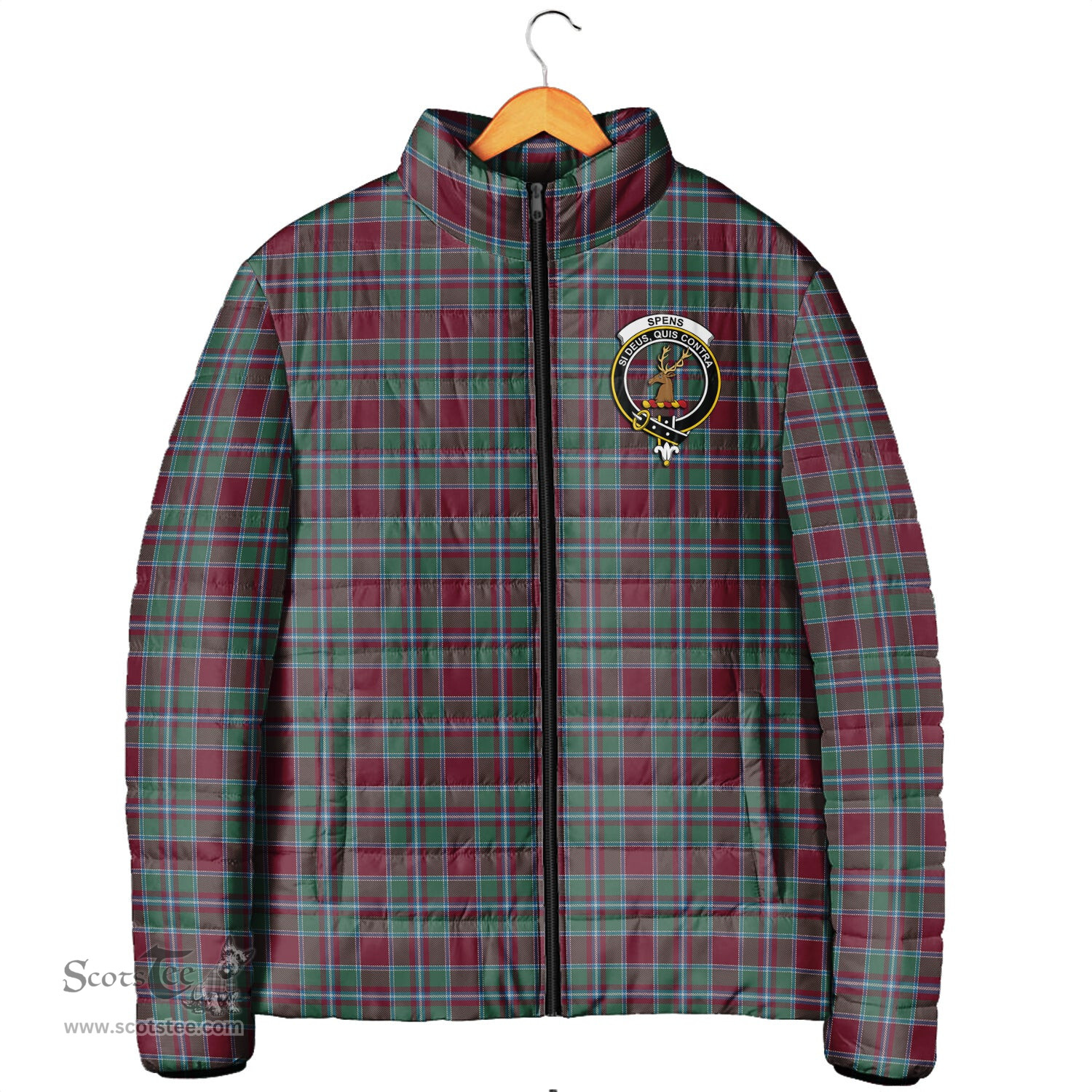 Scottish Spens (Spence) Clan Crest Tartan Padded Jacket with Family Crest - Tartan Plaid Jacket ScotsTee Shop - Tartan Plaid - scotstee.com
