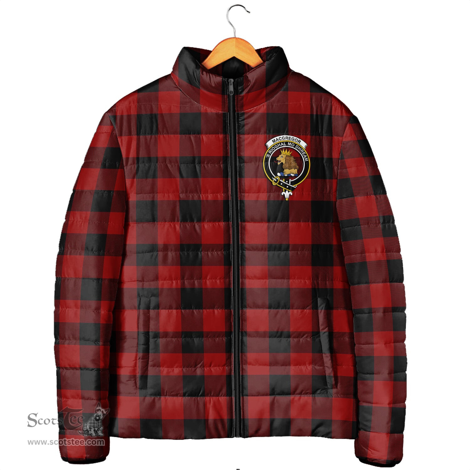 Scottish Rob Roy Macgregor Clan Crest Tartan Padded Jacket with Family Crest - Tartan Plaid Jacket ScotsTee Shop - Tartan Plaid - scotstee.com