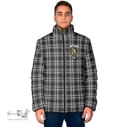 Scottish Stewart Black and White Clan Crest Tartan Padded Jacket with Family Crest - Tartan Plaid Jacket ScotsTee Shop - Tartan Plaid - scotstee.com