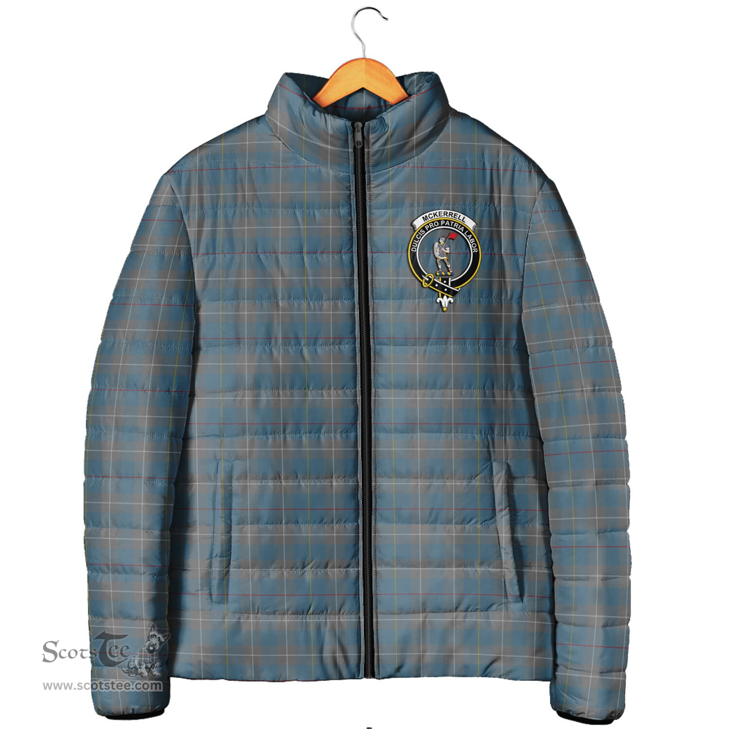 Scottish McKerrell of Hillhouse Dress Clan Crest Tartan Padded Jacket with Family Crest - Tartan Plaid Jacket ScotsTee Shop - Tartan Plaid - scotstee.com