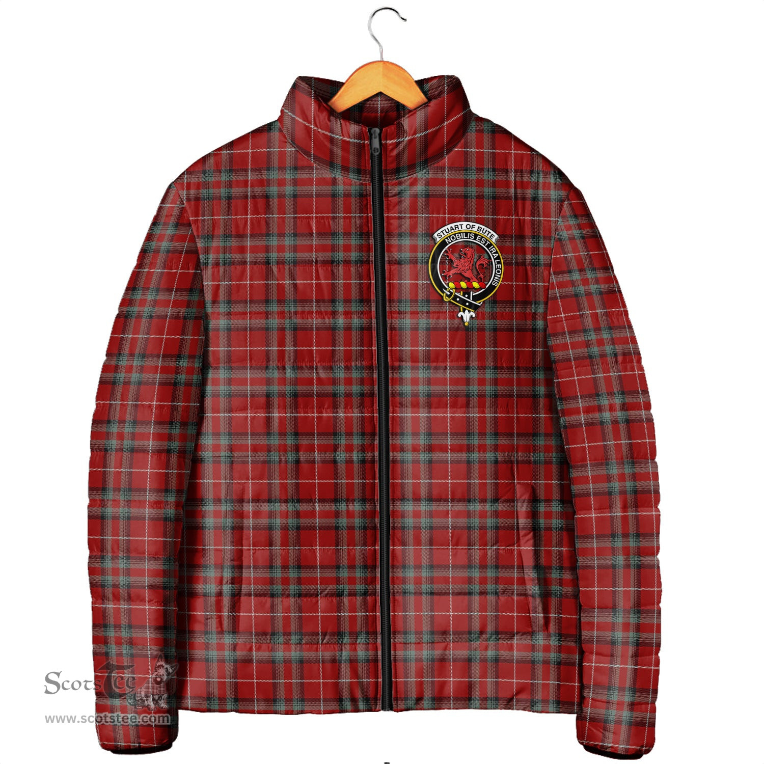 Scottish Stuart of Bute Clan Crest Tartan Padded Jacket with Family Crest - Tartan Plaid Jacket ScotsTee Shop - Tartan Plaid - scotstee.com
