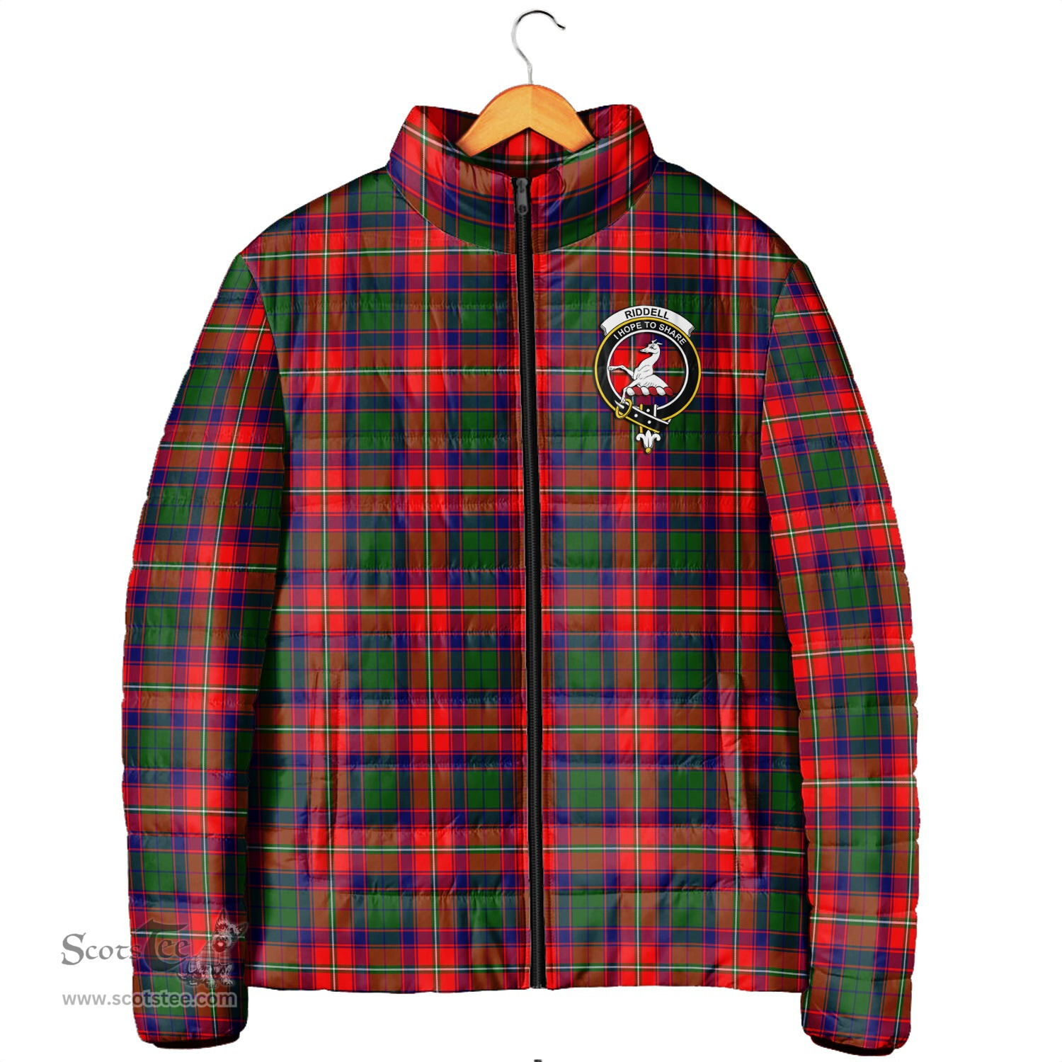 Scottish Riddell Clan Crest Tartan Padded Jacket with Family Crest - Tartan Plaid Jacket ScotsTee Shop - Tartan Plaid - scotstee.com