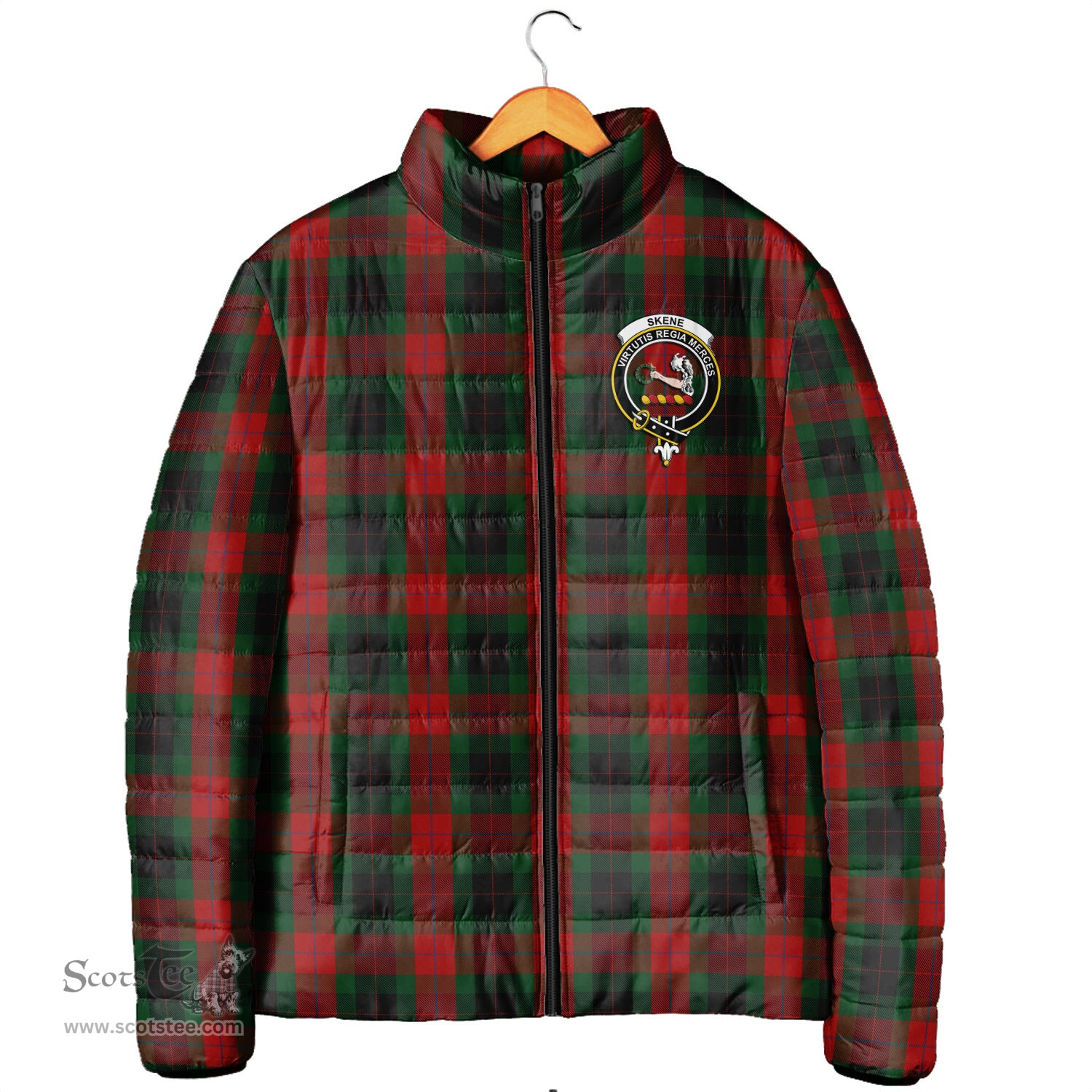 Scottish Skene of Cromar Black Clan Crest Tartan Padded Jacket with Family Crest - Tartan Plaid Jacket ScotsTee Shop - Tartan Plaid - scotstee.com