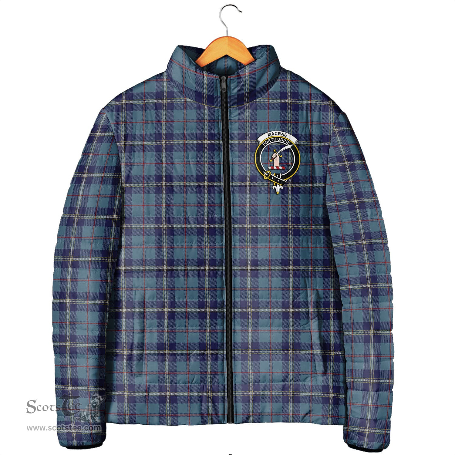 Scottish MacRaes of America Clan Crest Tartan Padded Jacket with Family Crest - Tartan Plaid Jacket ScotsTee Shop - Tartan Plaid - scotstee.com