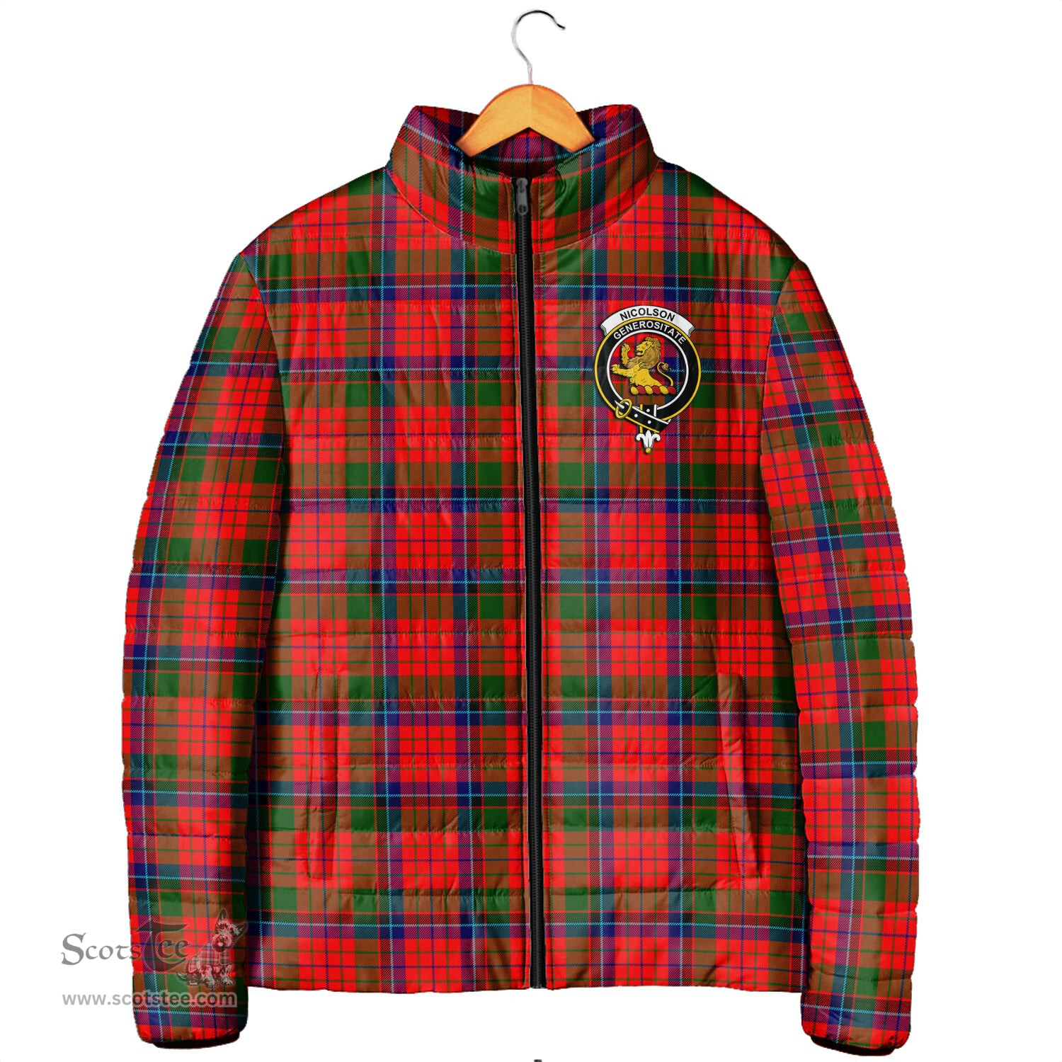 Scottish Nicolson Modern Clan Crest Tartan Padded Jacket with Family Crest - Tartan Plaid Jacket ScotsTee Shop - Tartan Plaid - scotstee.com