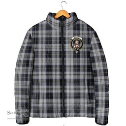 Scottish Menzies Black Dress Clan Crest Tartan Padded Jacket with Family Crest - Tartan Plaid Jacket ScotsTee Shop - Tartan Plaid - scotstee.com