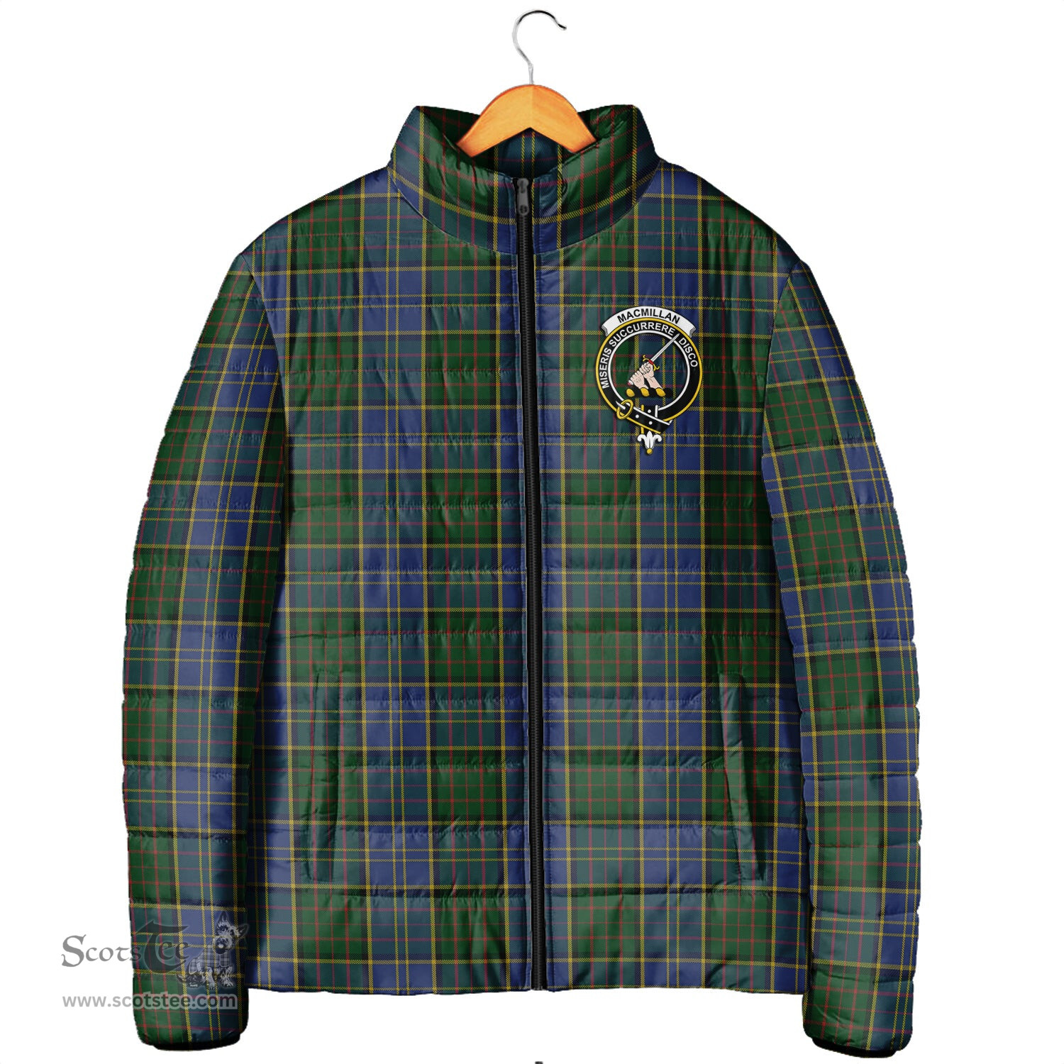 Scottish MacMillan Hunting Clan Crest Tartan Padded Jacket with Family Crest - Tartan Plaid Jacket ScotsTee Shop - Tartan Plaid - scotstee.com