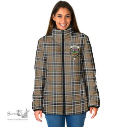 Scottish Thomson Camel Clan Crest Tartan Padded Jacket with Family Crest - Tartan Plaid Jacket ScotsTee Shop - Tartan Plaid - scotstee.com
