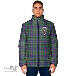 Scottish Wood Modern Clan Crest Tartan Padded Jacket with Family Crest - Tartan Plaid Jacket ScotsTee Shop - Tartan Plaid - scotstee.com