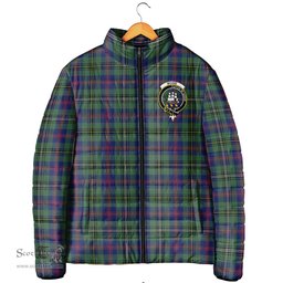 Scottish Wood Modern Clan Crest Tartan Padded Jacket with Family Crest - Tartan Plaid Jacket ScotsTee Shop - Tartan Plaid - scotstee.com