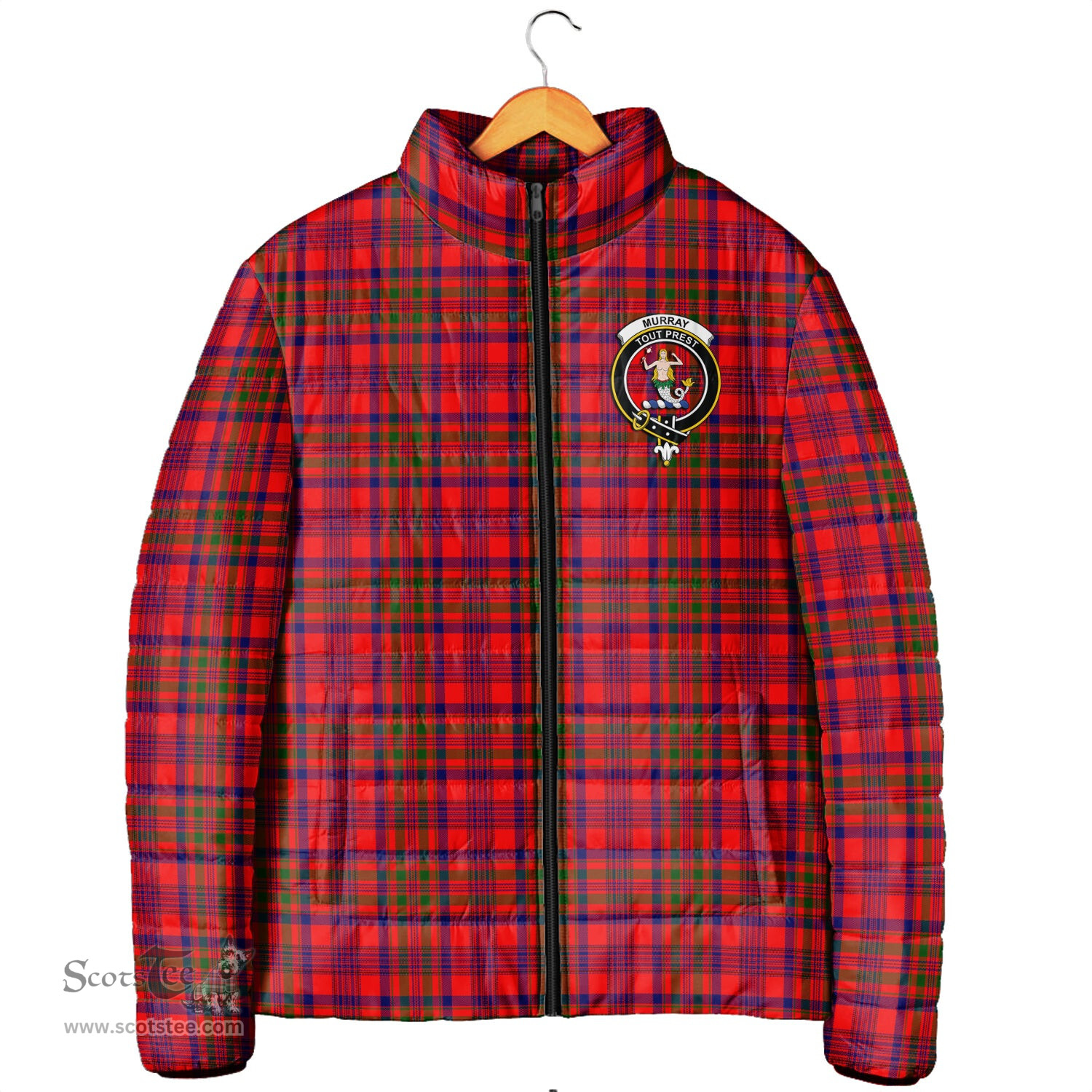 Scottish Murray of Tulloch Modern Clan Crest Tartan Padded Jacket with Family Crest - Tartan Plaid Jacket ScotsTee Shop - Tartan Plaid - scotstee.com