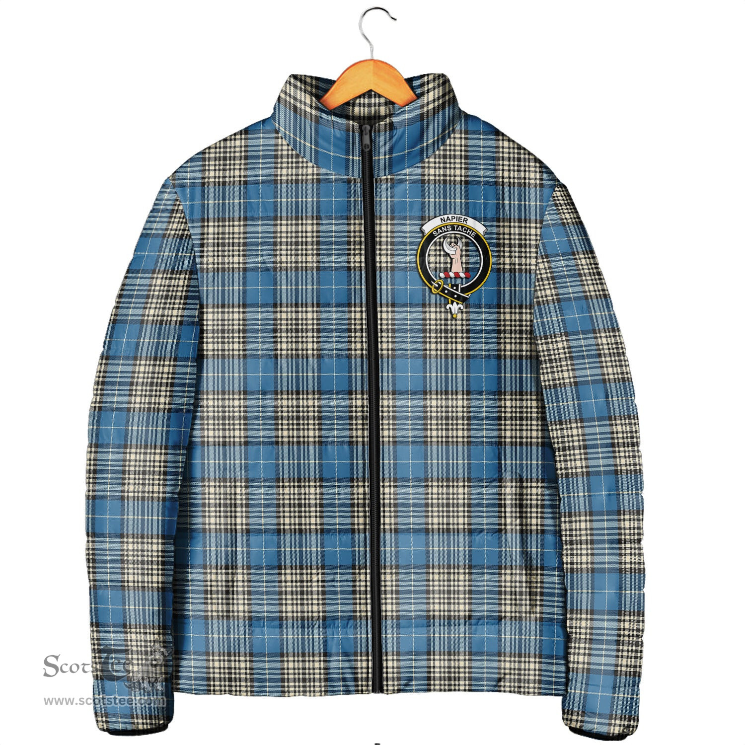 Scottish Napier Ancient Clan Crest Tartan Padded Jacket with Family Crest - Tartan Plaid Jacket ScotsTee Shop - Tartan Plaid - scotstee.com