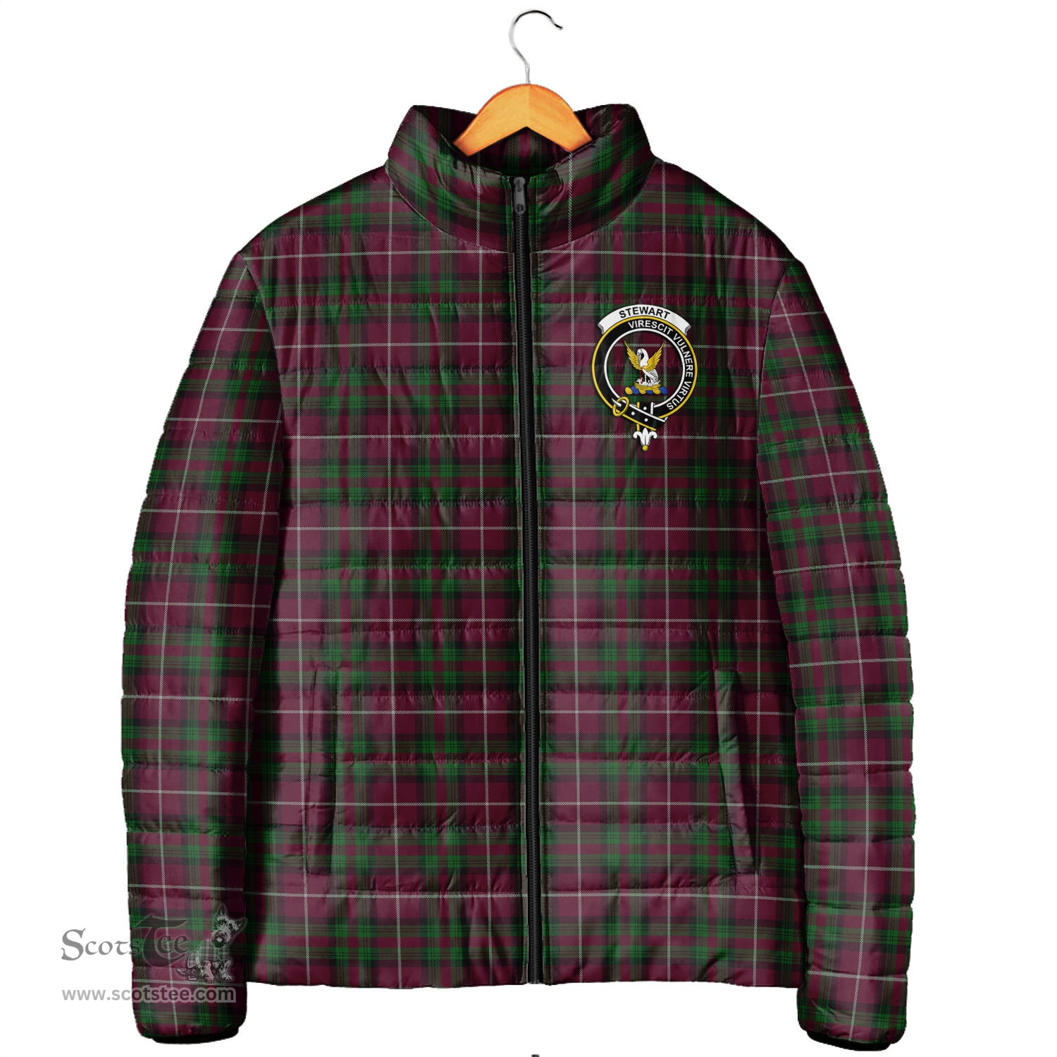 Scottish Stewart of Bute Hunting Clan Crest Tartan Padded Jacket with Family Crest - Tartan Plaid Jacket ScotsTee Shop - Tartan Plaid - scotstee.com