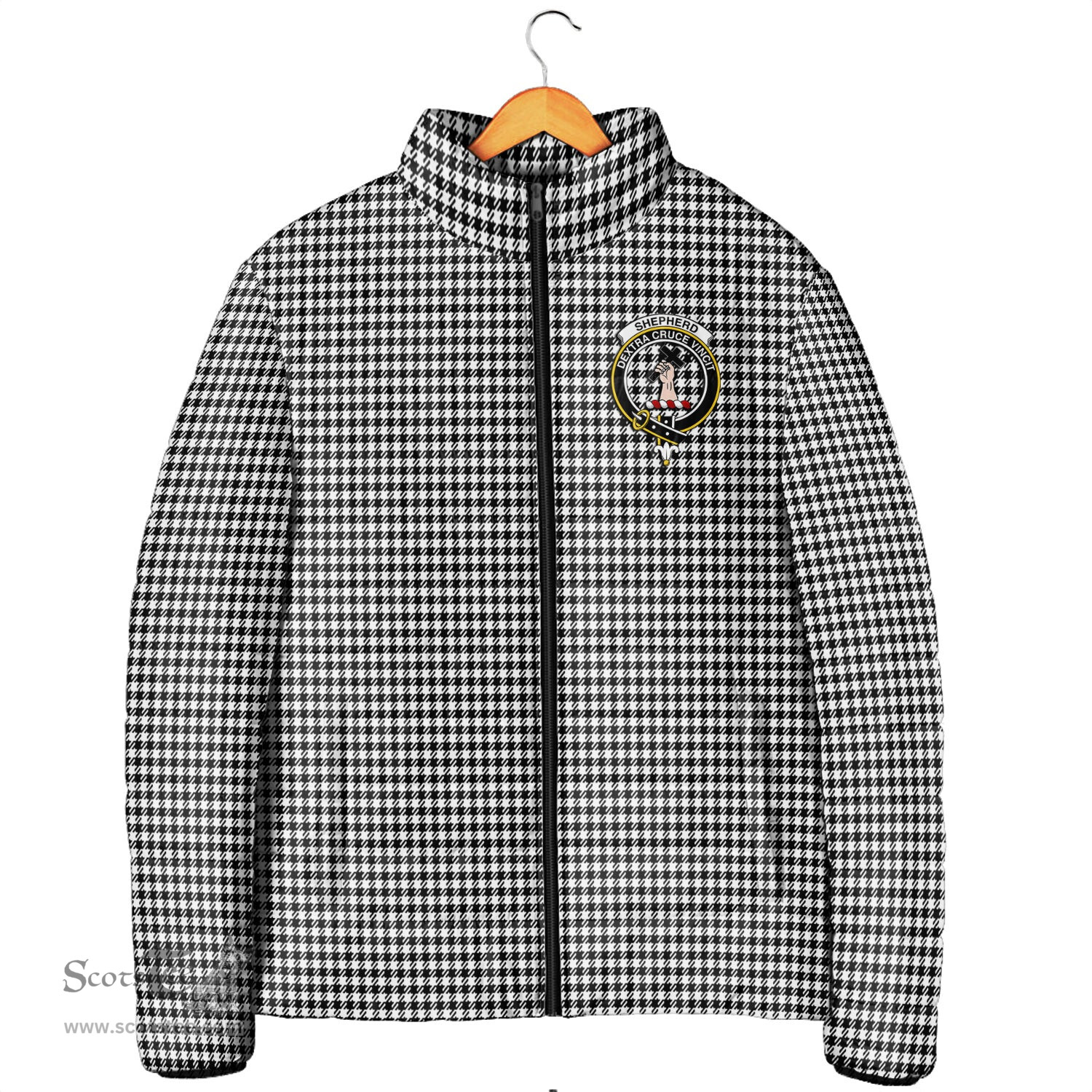 Scottish Shepherd Clan Crest Tartan Padded Jacket with Family Crest - Tartan Plaid Jacket ScotsTee Shop - Tartan Plaid - scotstee.com