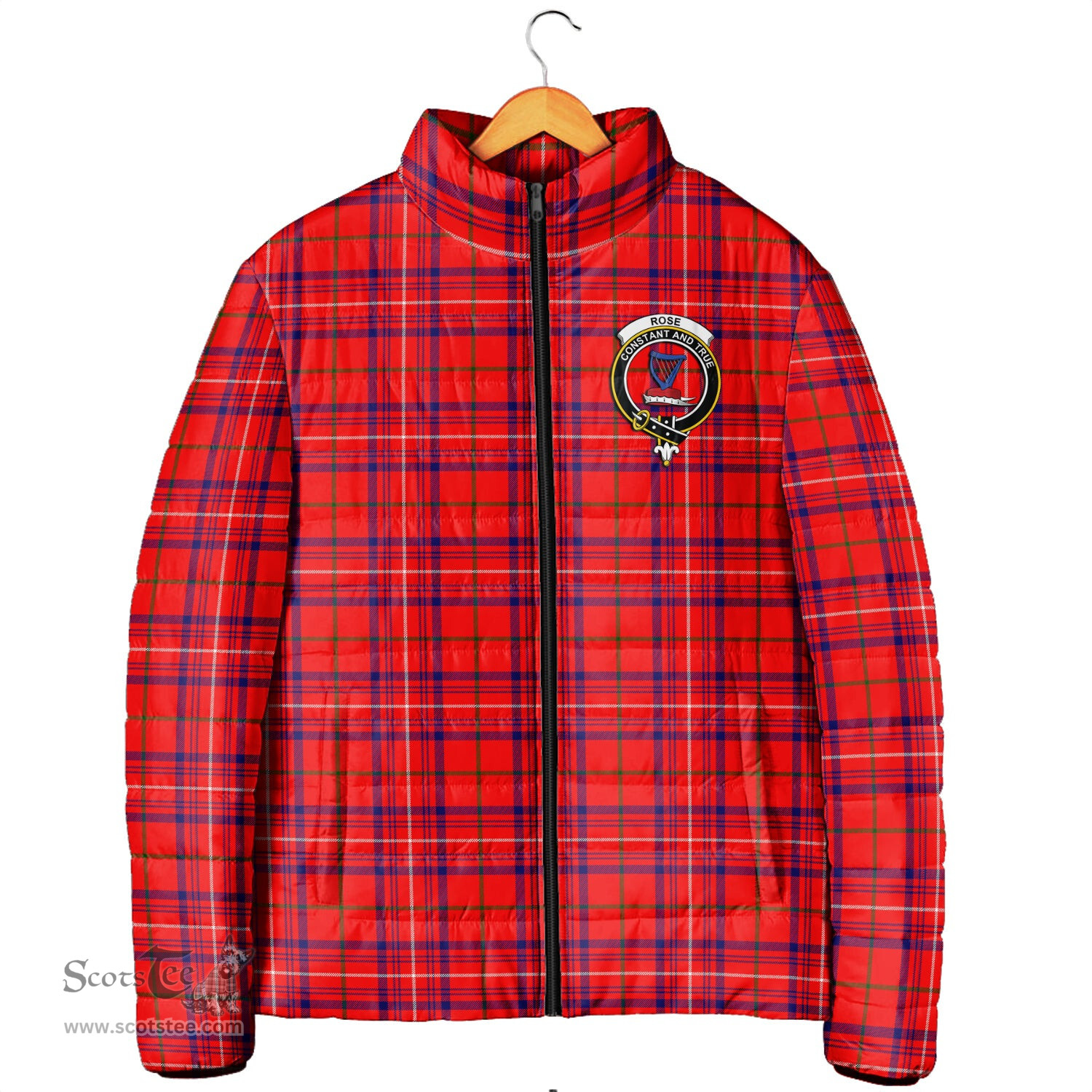 Scottish Rose Modern Clan Crest Tartan Padded Jacket with Family Crest - Tartan Plaid Jacket ScotsTee Shop - Tartan Plaid - scotstee.com