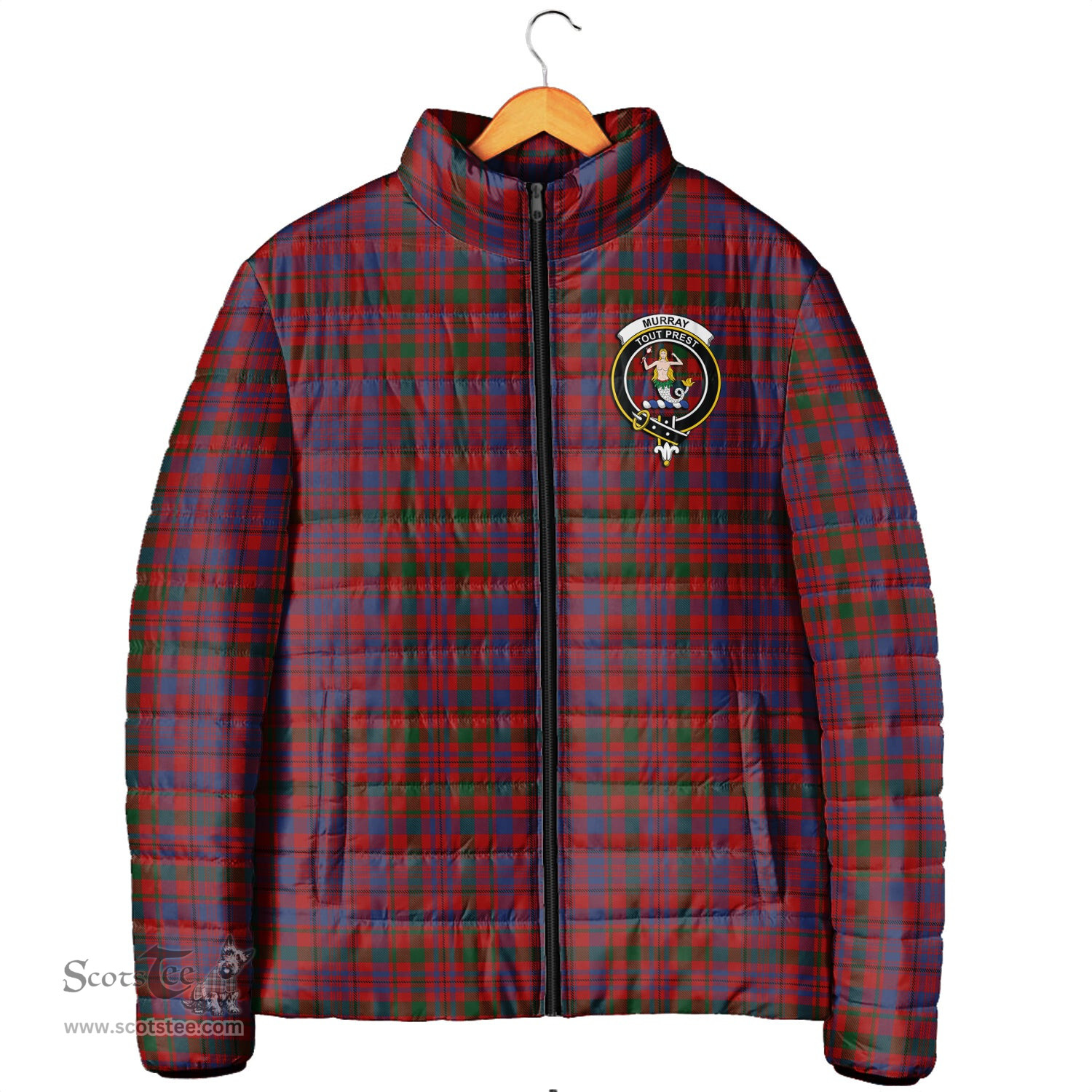 Scottish Murray of Tullibardine Clan Crest Tartan Padded Jacket with Family Crest - Tartan Plaid Jacket ScotsTee Shop - Tartan Plaid - scotstee.com
